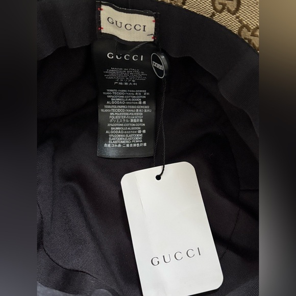GUCCI GG Monogram Web Bucket Hat Brown New with Tags - Picture 4 of 6